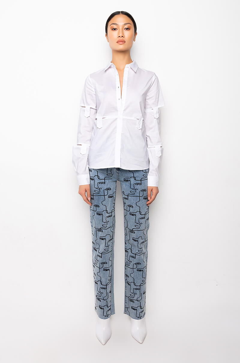 Extra View Crash Deconstructed Button Down Blouse