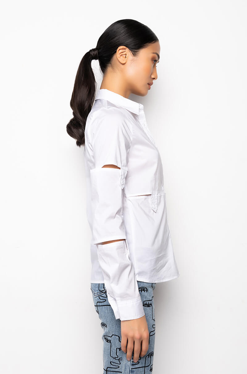 Extra View Crash Deconstructed Button Down Blouse