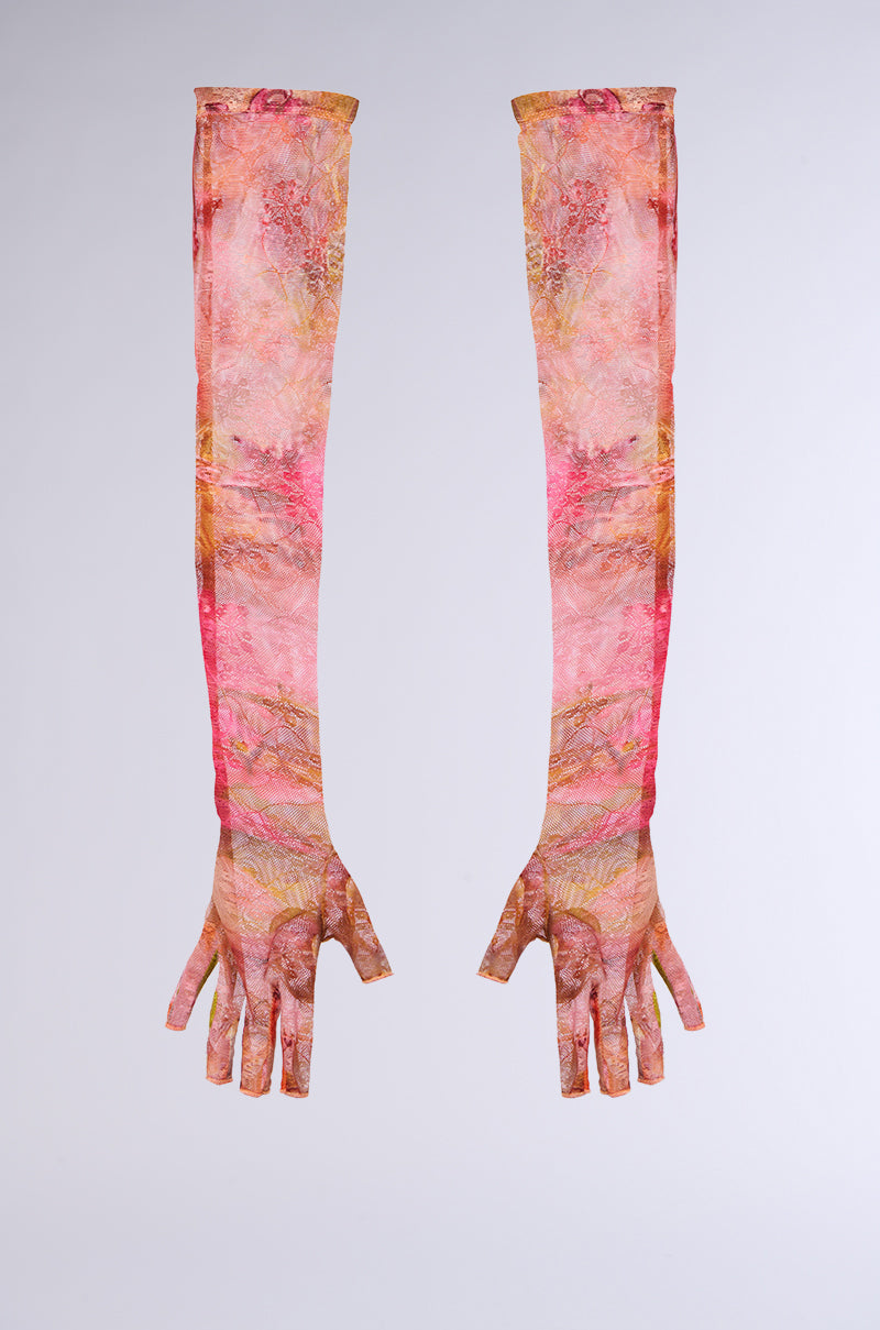 Back View Crazy Love Fingerless Mesh Gloves