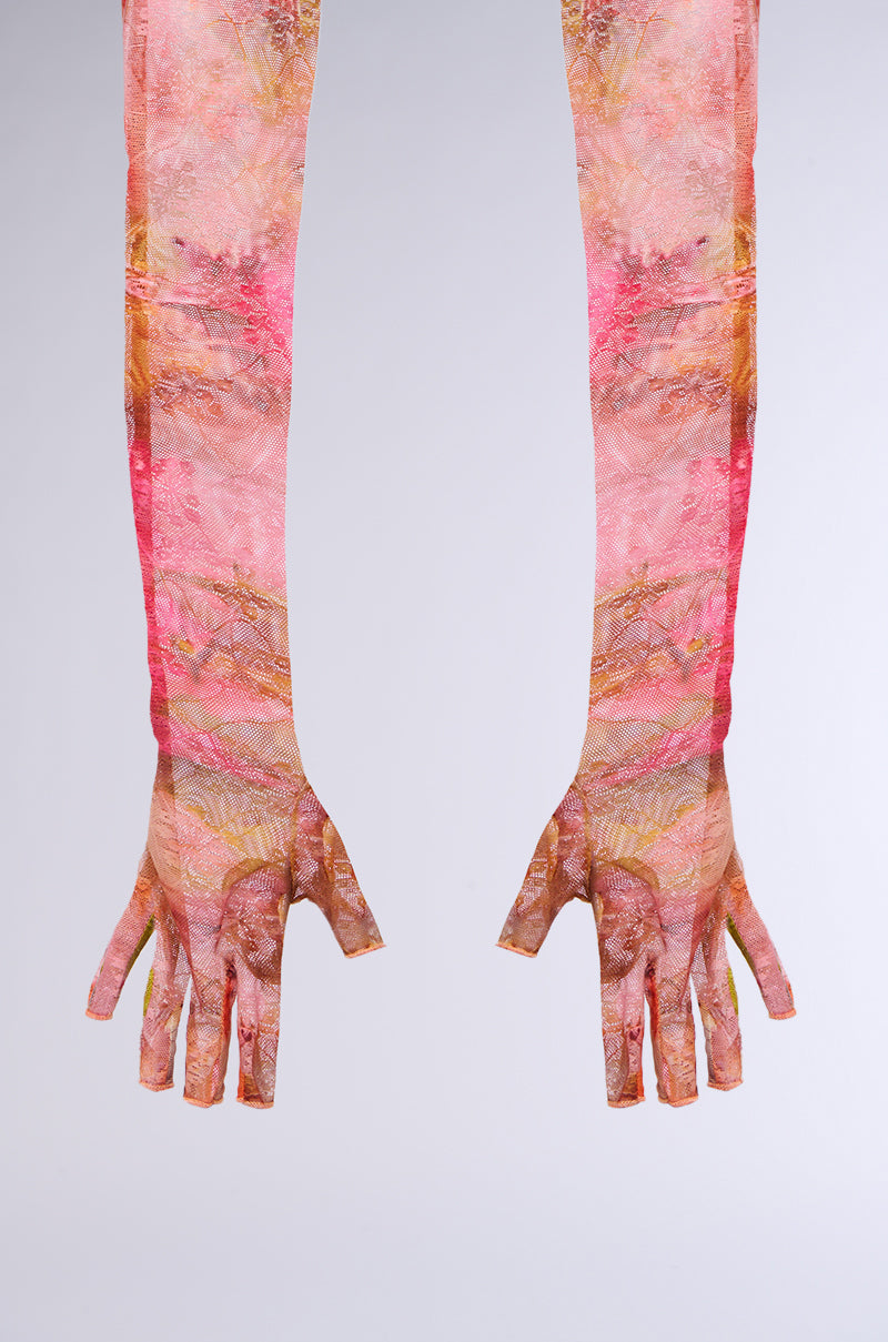 Detail View Crazy Love Fingerless Mesh Gloves