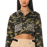 Front View Crop Camo Jacket With Studs