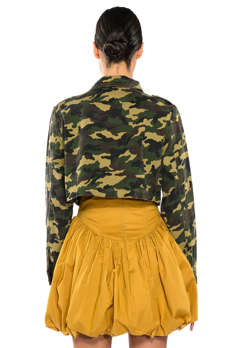 Extra View Crop Camo Jacket With Studs