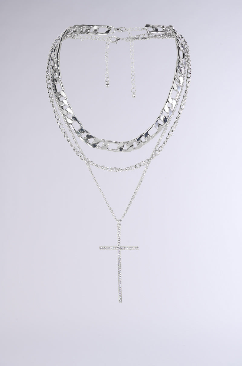 Side View Cross Me Necklace In Silver 0