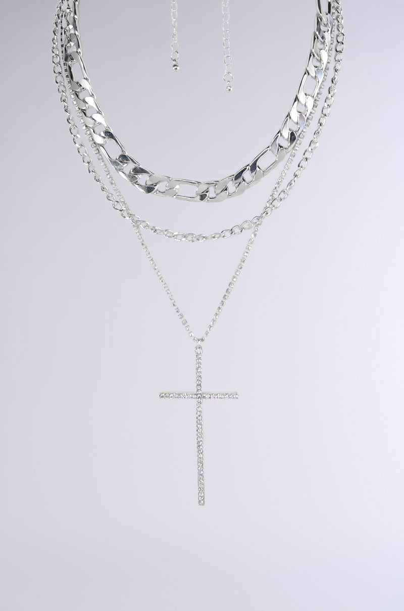 Back View Cross Me Necklace In Silver 1