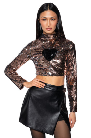 ASYMMETRIC SEQUIN TOP ZW COLLECTION - Black | ZARA United States