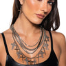 Front View Cross Off Embellished Statement Necklace And Earrings Set