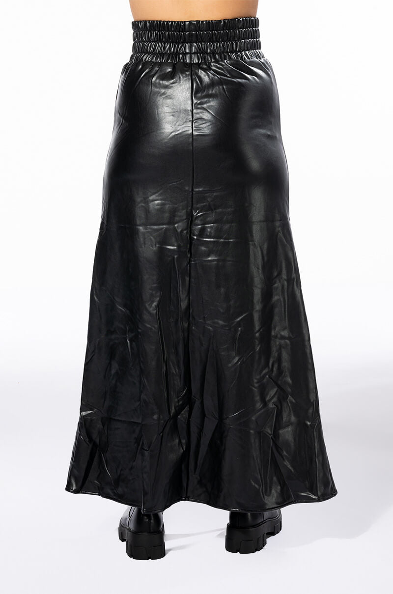 Extra View Crossing My Path Maxi Faux Leather Skirt 16