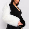 Front View Cruisin 2 Toned Faux Fur Cropped Jacket in Black White