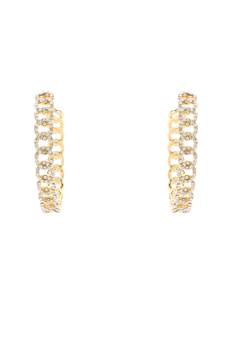 Side View Cuban Gold Pave Hoops