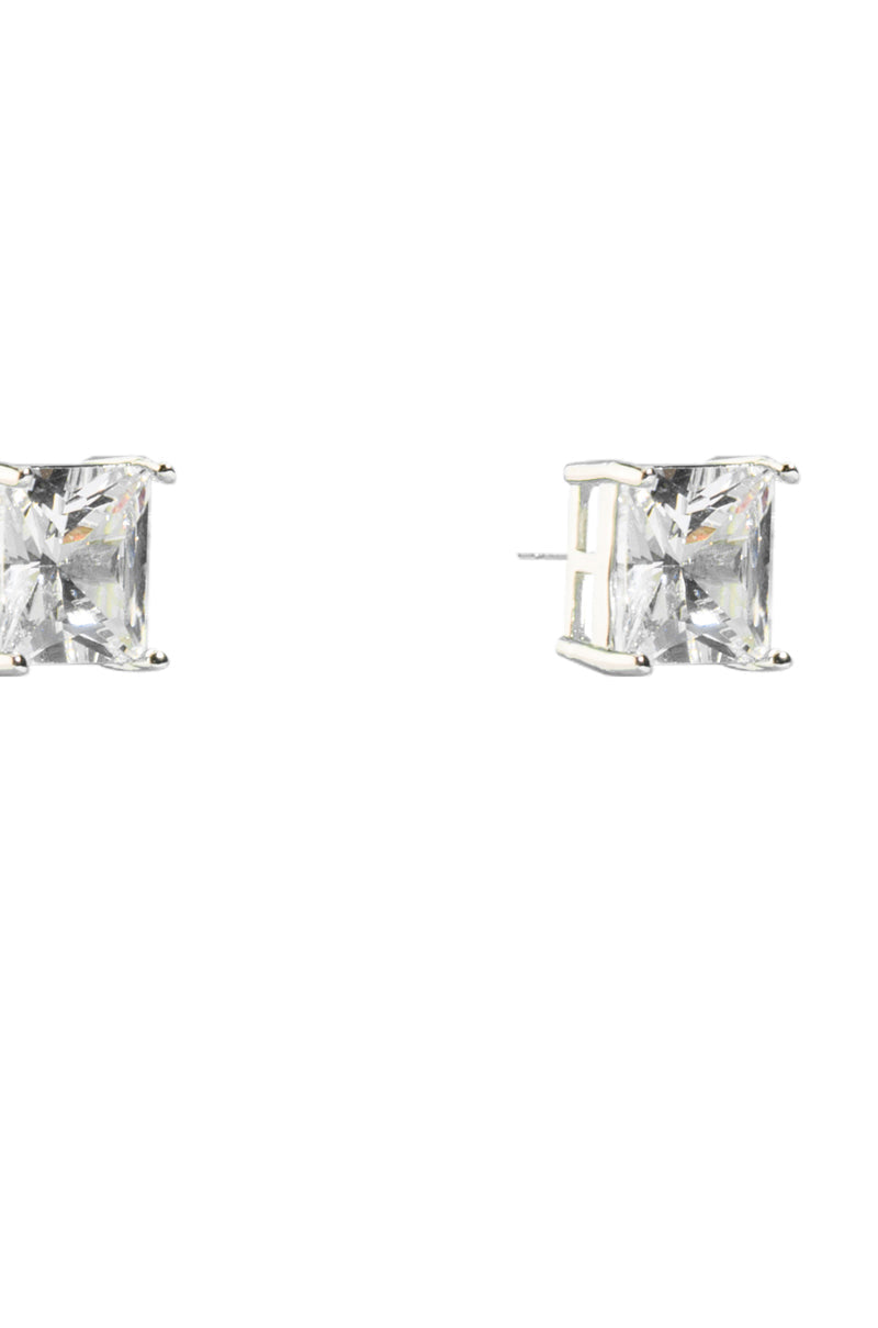 Detail View Cubic Zirconia Rhinestone Studs In Silver 3