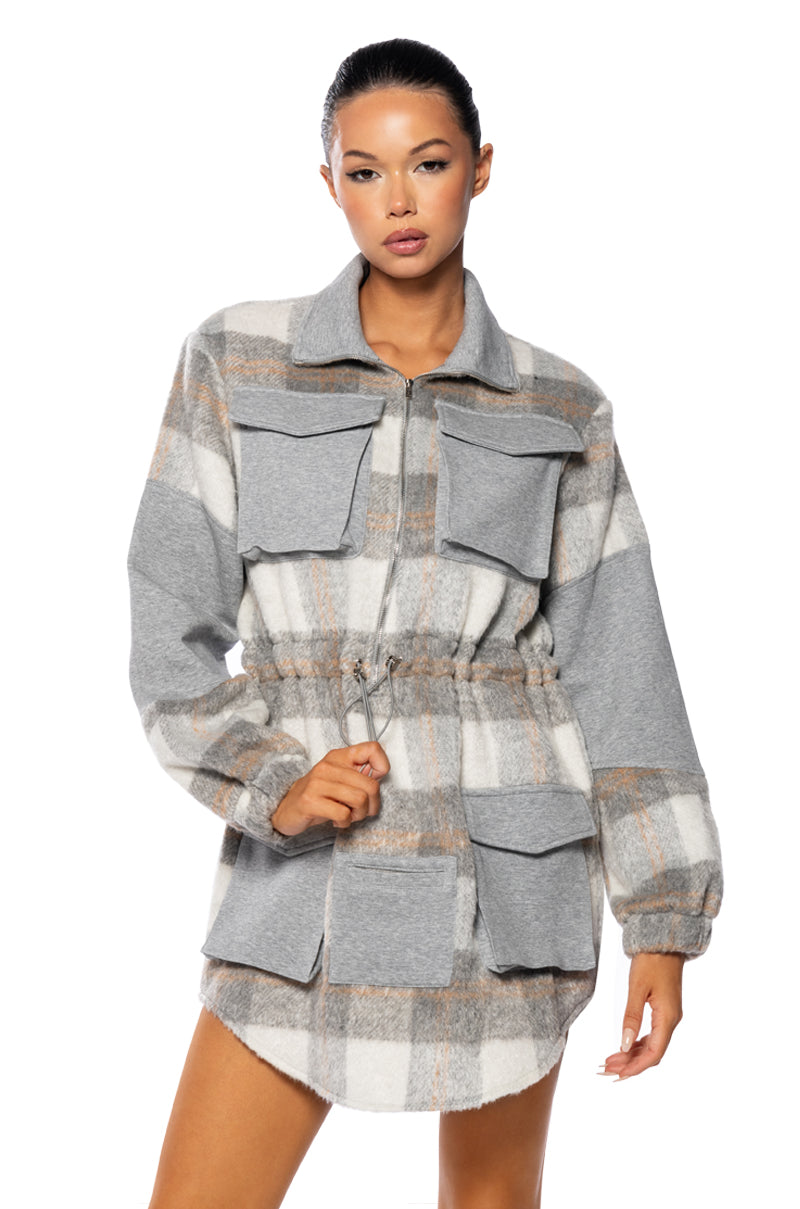Front View Cuddle Weather Flannel Mini Dress