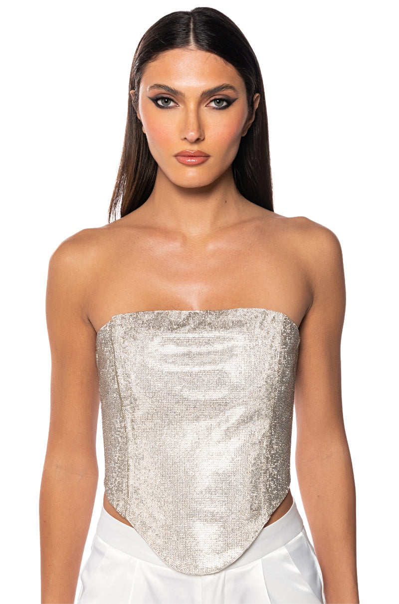Front View Cue The Lights Sparkle Corset Top