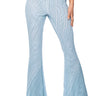 Front View Cuff It Embellished Mesh Flare Leg Trouser