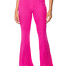 Front View Cuff It Embellished Mesh Flare Leg Trouser