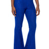 Front View Cuff It Embellished Mesh Flare Leg Trouser