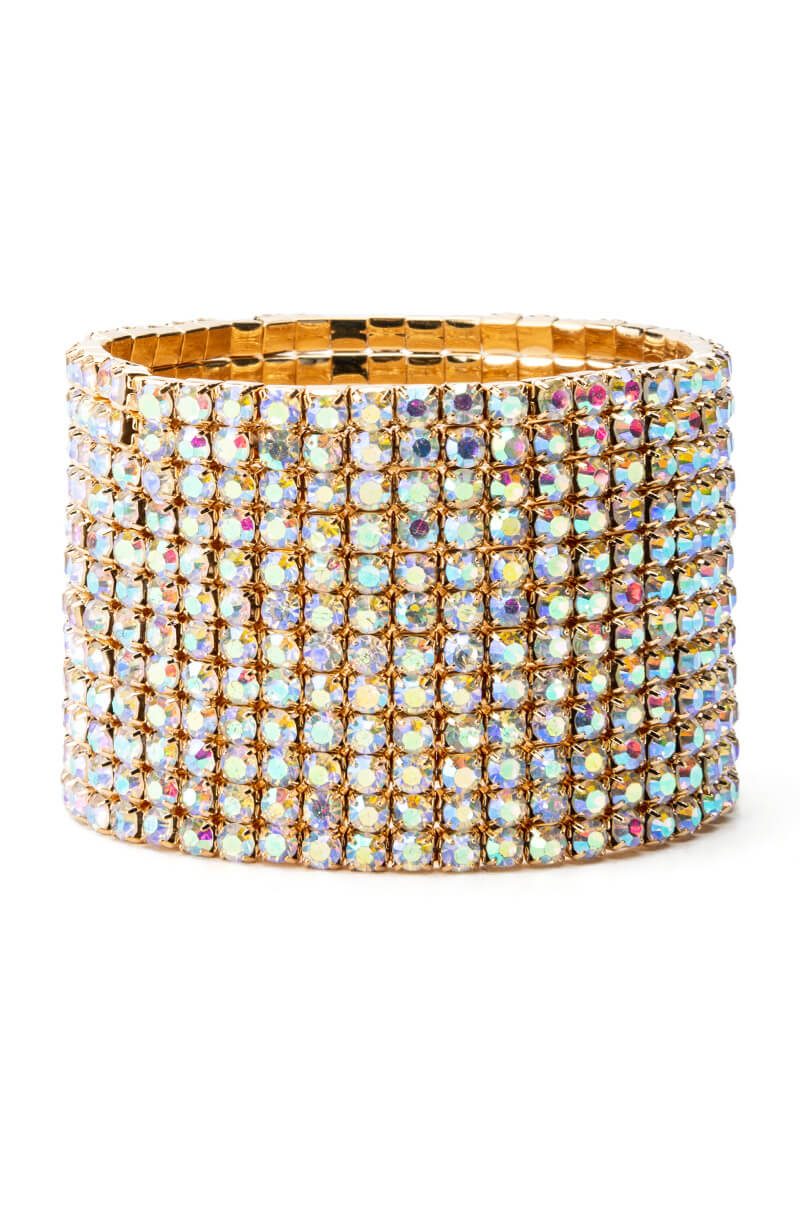 Side View Cuff It Rhinestone Stretch Bracelet In Gold