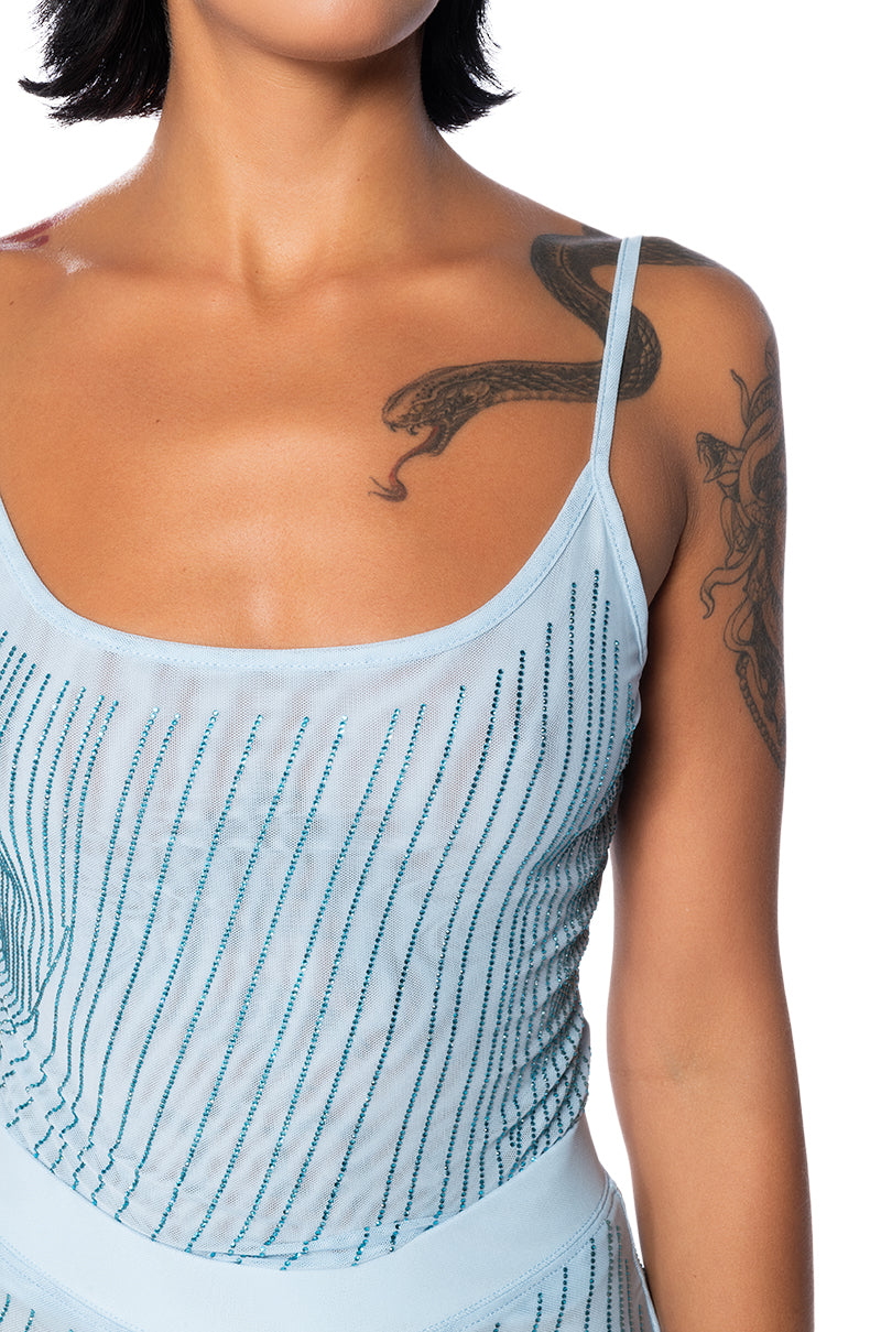 Extra View Cuff It Sleeveless Embellished Mesh Tank