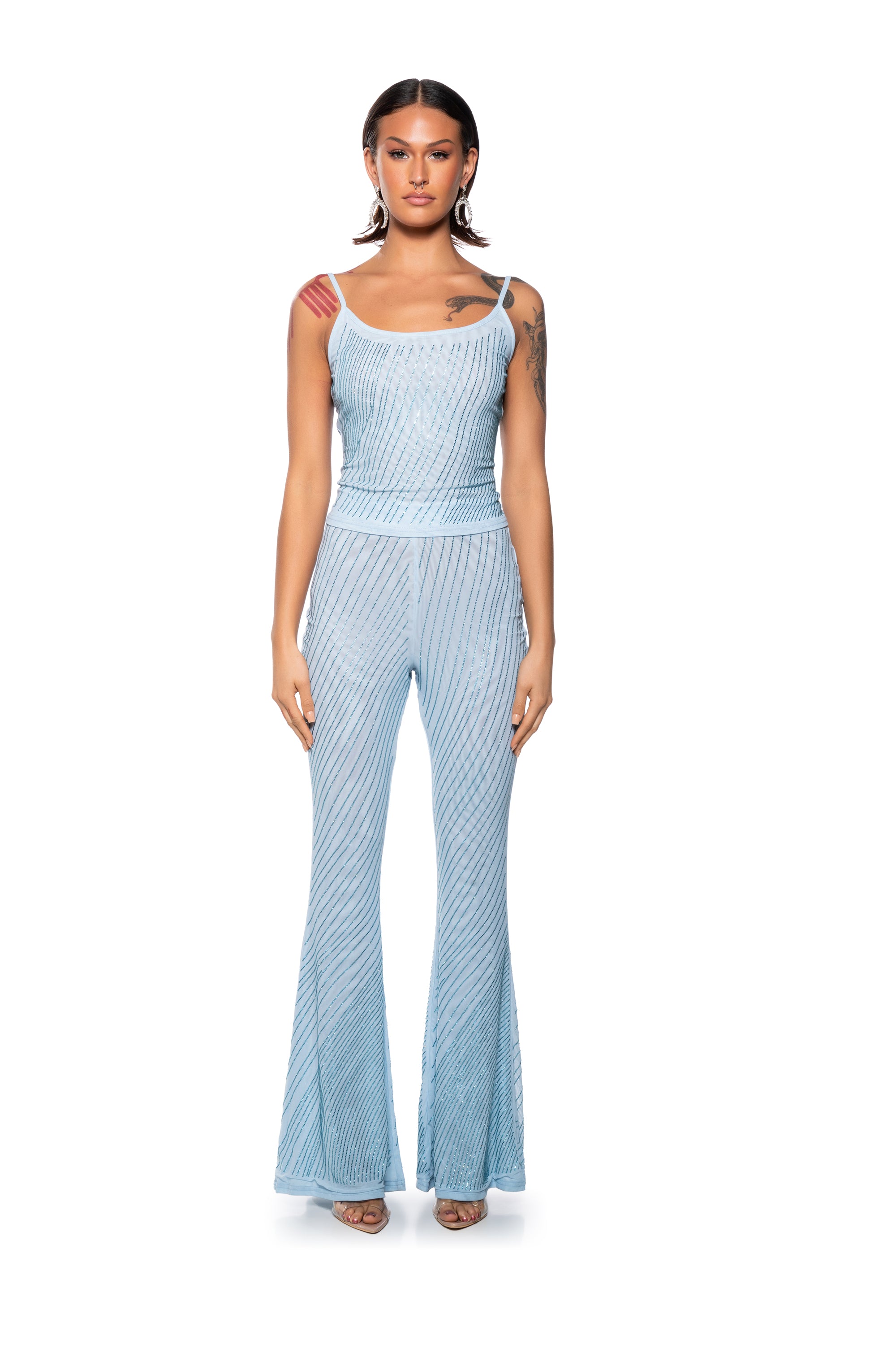 Extra View Cuff It Sleeveless Embellished Mesh Tank