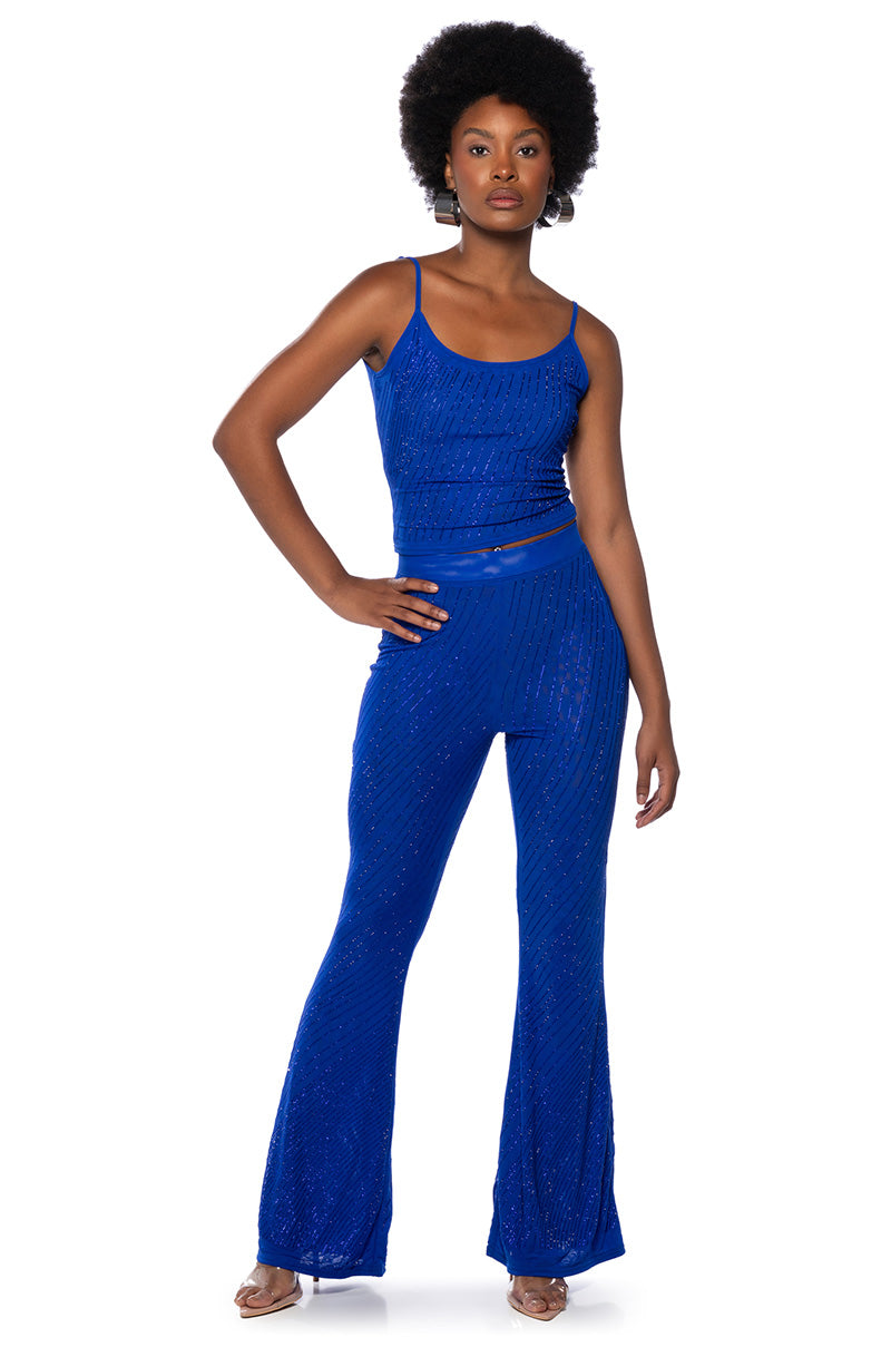 Side View Cuff It Sleeveless Embellished Mesh Tank