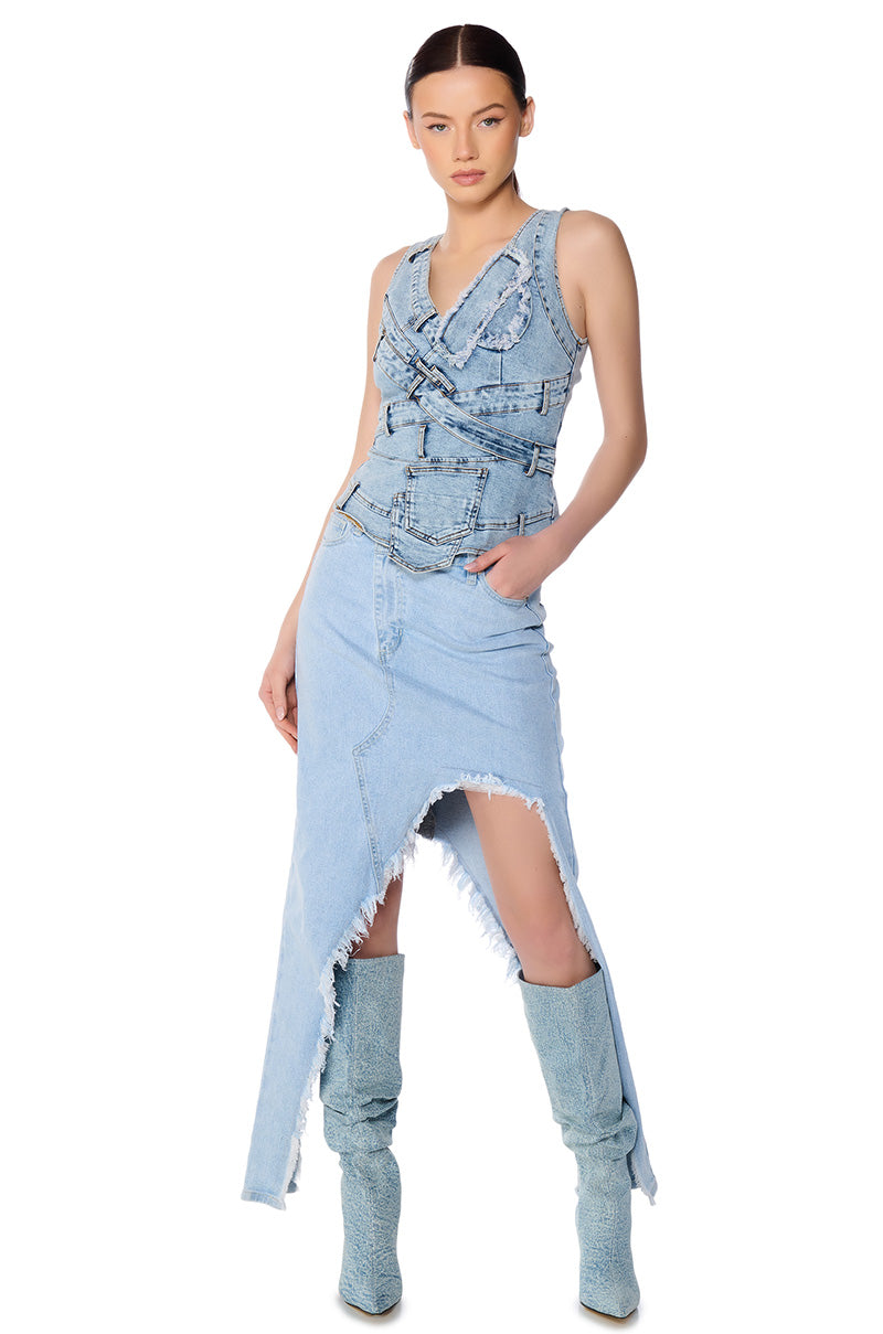 Side View Cuffin It Denim Sleeveless Top 6