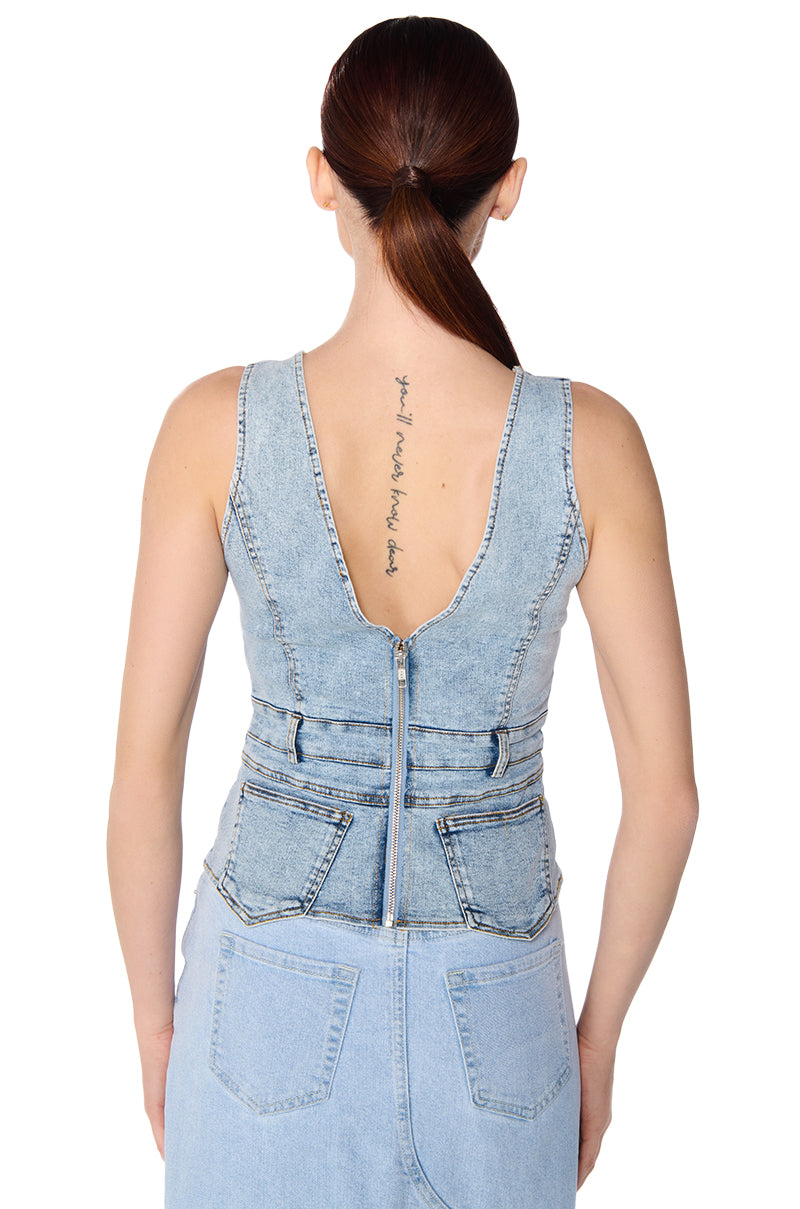 Detail View Cuffin It Denim Sleeveless Top 8