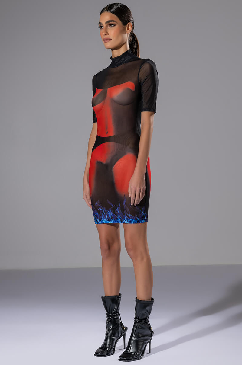 Back View Curious For Me Short Sleeve Mini Dress