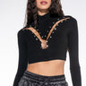 Front View Cut It Up Safety Pin Long Sleeve Top