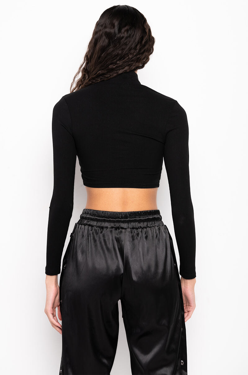 Full View Cut It Up Safety Pin Long Sleeve Top