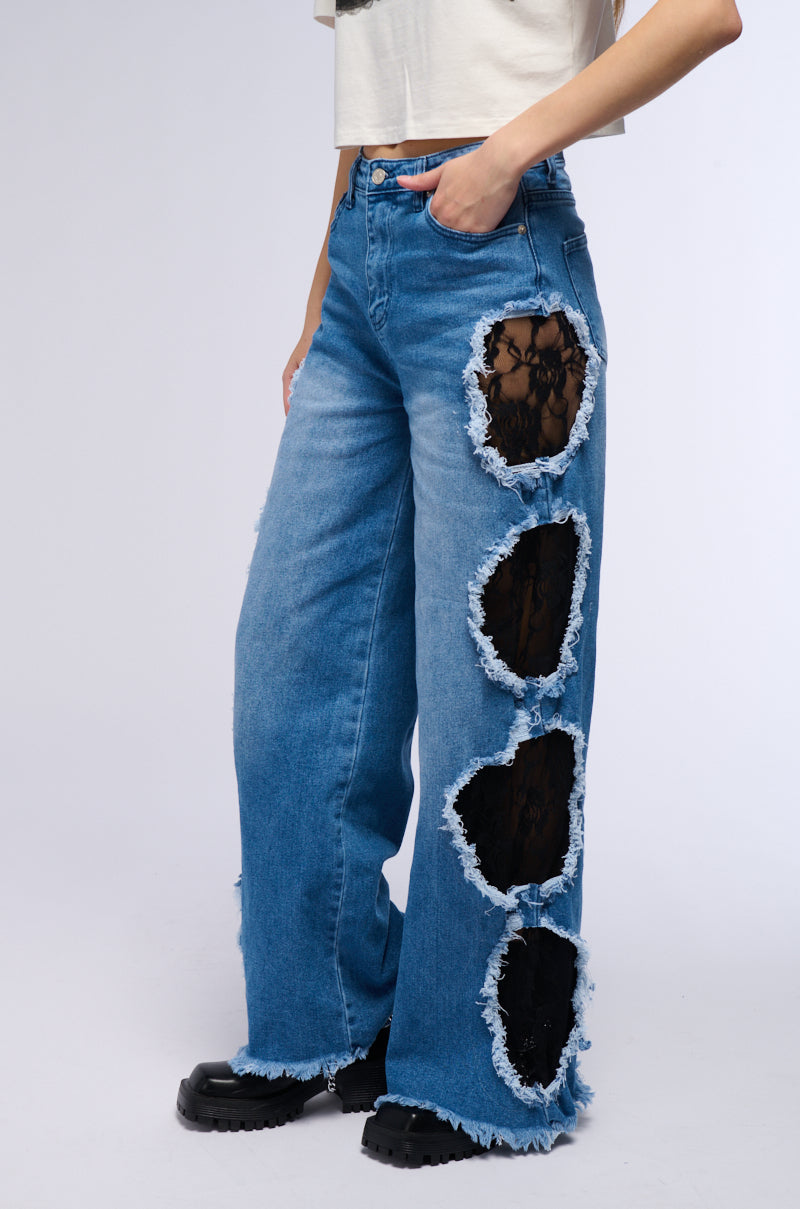 CUT OUT DETAIL WIDE LEG JEAN view 0