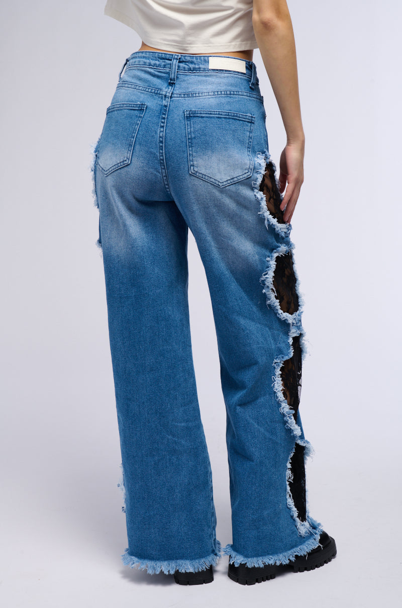 Back View Cut Out Detail Wide Leg Jean