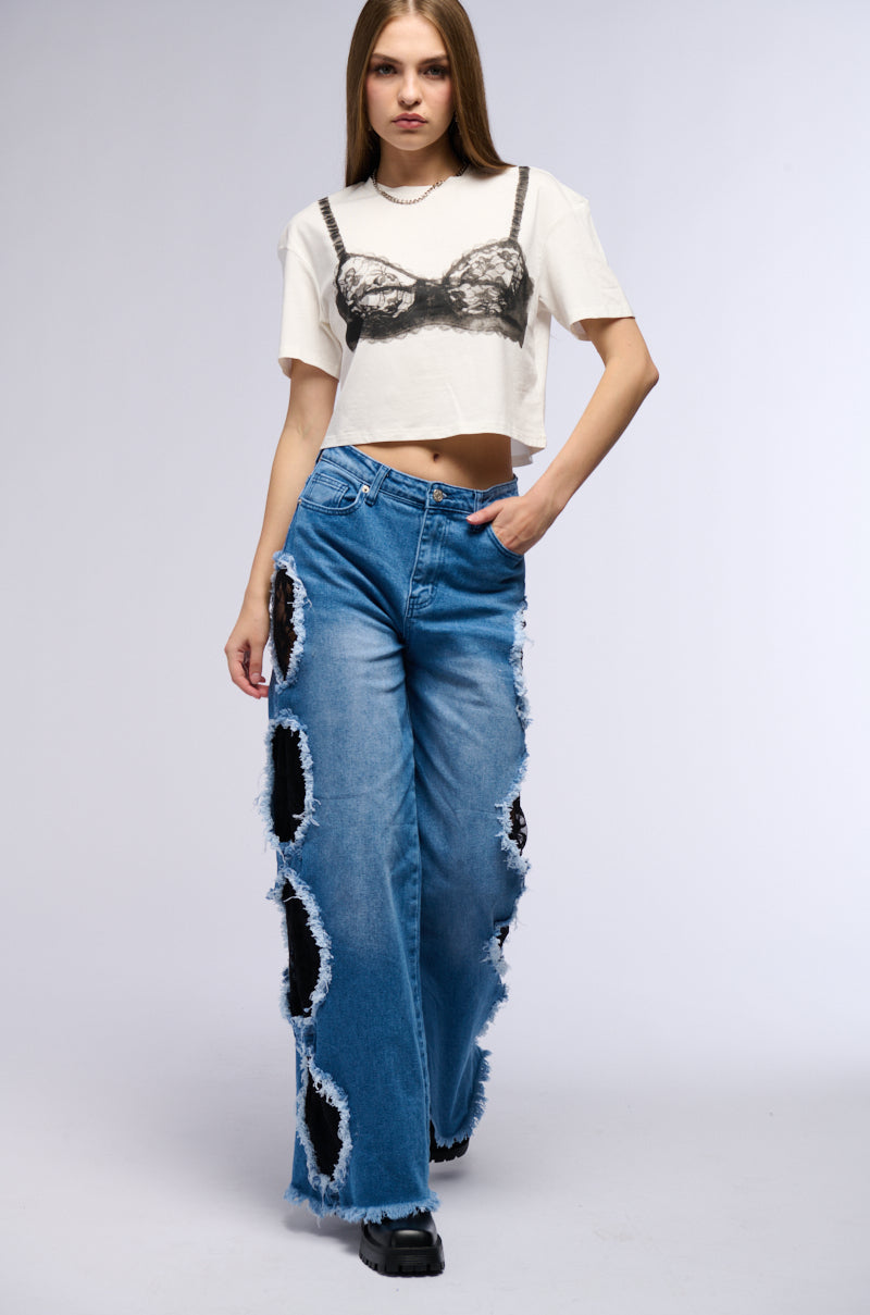 Extra View Cut Out Detail Wide Leg Jean