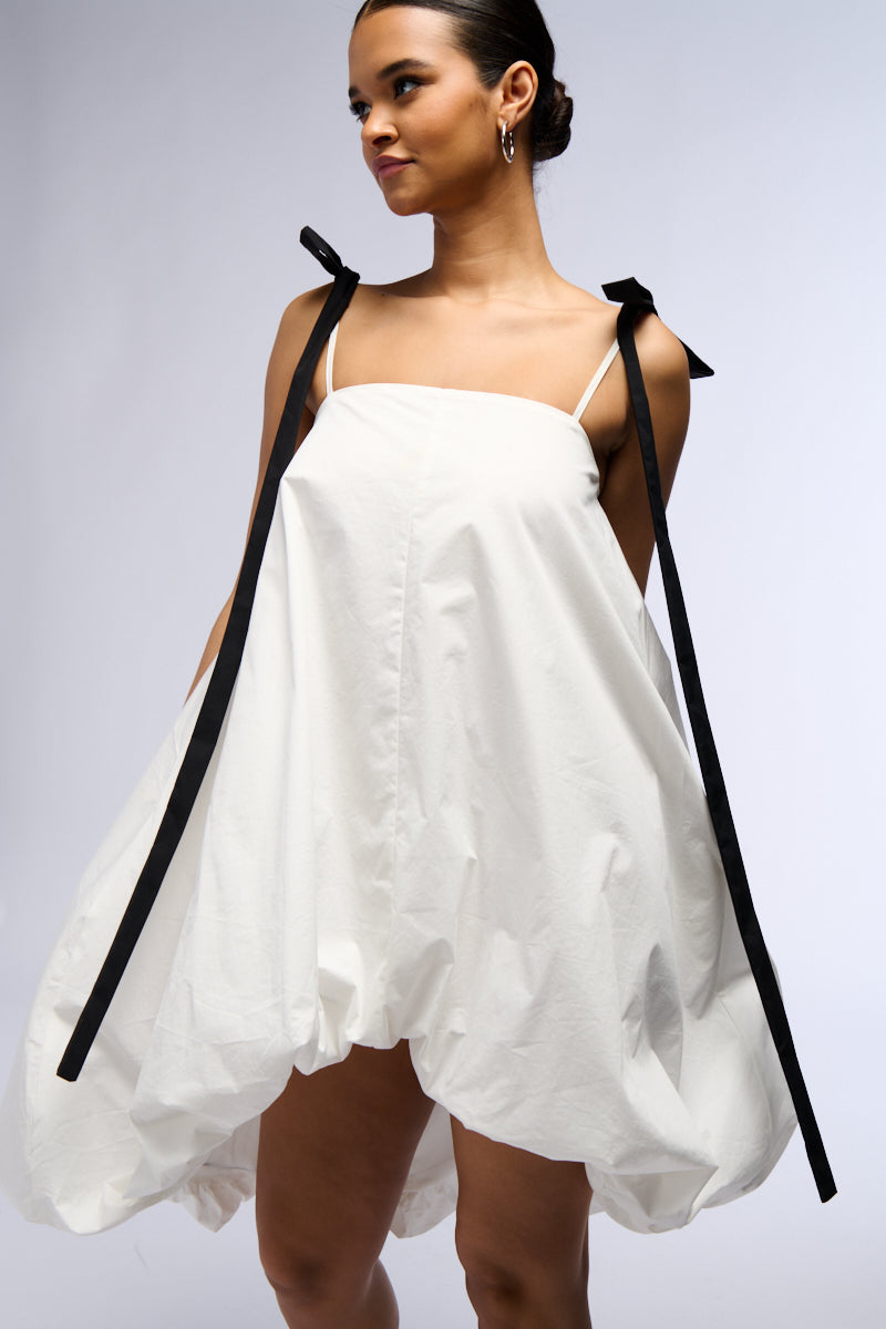 CUTIE GIRL POPLIN MINI DRESS WITH BOW DETAILS view 0