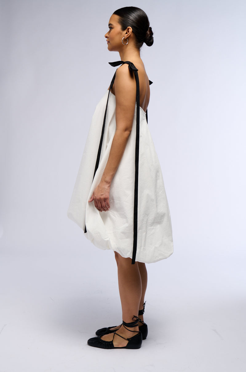 Extra View Cutie Girl Poplin Mini Dress With Bow Details