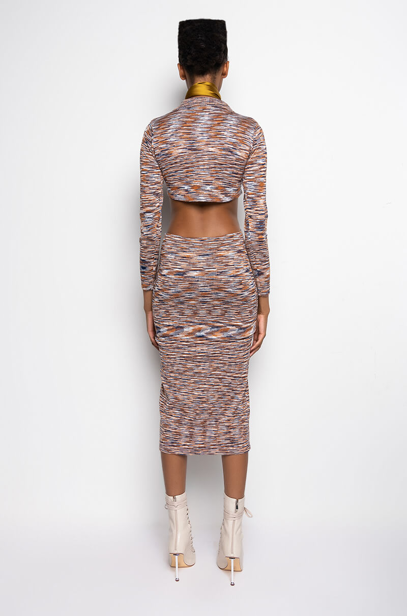 Full View Cutie Mix Fabric Sweater Midi Dress
