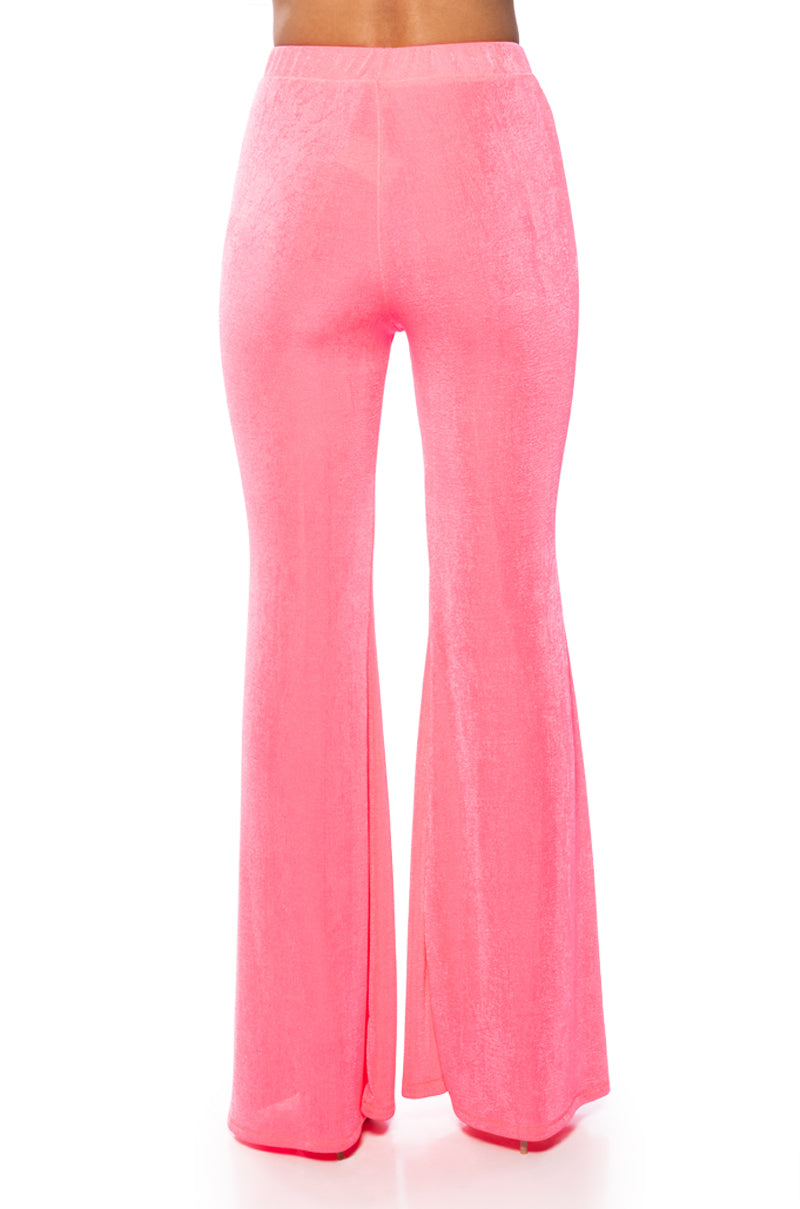 Full View Cynthia Slinky Flared High Waist Pant In Pink