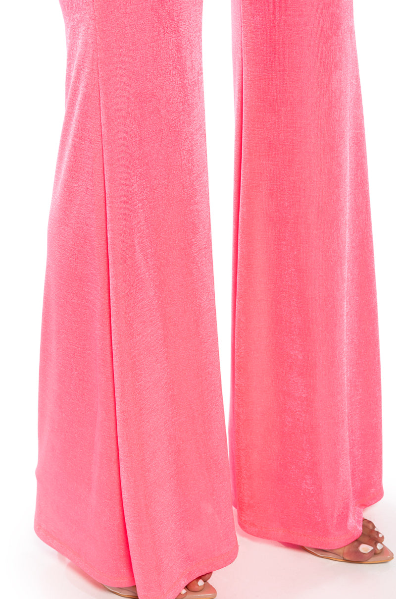 Extra View Cynthia Slinky Flared High Waist Pant In Pink