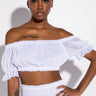 Front View Daffodil Dream Off The Shoulder Crop Top