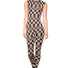 Front View Dahlia Checkered Knit Jumpsuit