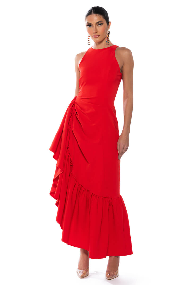 DANCE WITH ME RUCHED WAIST SLEEVELESS MAXI DRESS AKIRA DANCE WITH ME RUCHED WAIST SLEEVELESS MAXI DRESS AKIRA