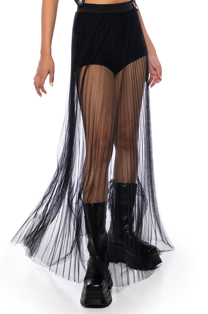 Front View Dancing All Night Maxi Skirt In Black