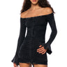 Front View Dani Mineral Wash Mini Dress In Black