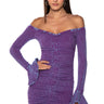 Front View Dani Mineral Wash Mini Dress In Purple Multi