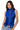 Front View Daniela Fringe Detail Sleeveless Mesh Top In Royal Blue