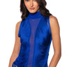 Front View Daniela Fringe Detail Sleeveless Mesh Top In Royal Blue