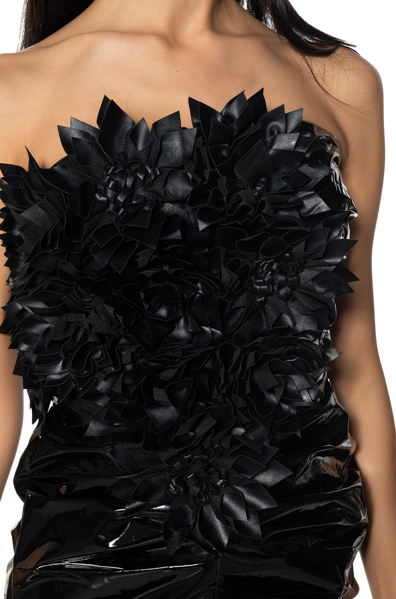 Full View Dare To Bare Strapless Floral Vinyl Mini Dress