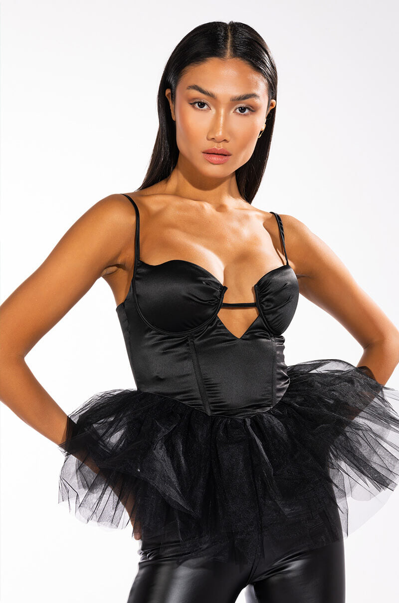 Front View Dark Angel Tulle Corset