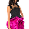 Front View Dark Rose Convertible Peplum Blouse