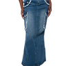 Front View Date Days Frayed Edge Maxi Skirt