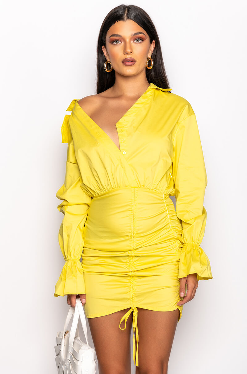 Back View Day Date Stretch Shirt Dress