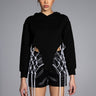 Front View Day N Night Rhinestone Fringe Hoodie